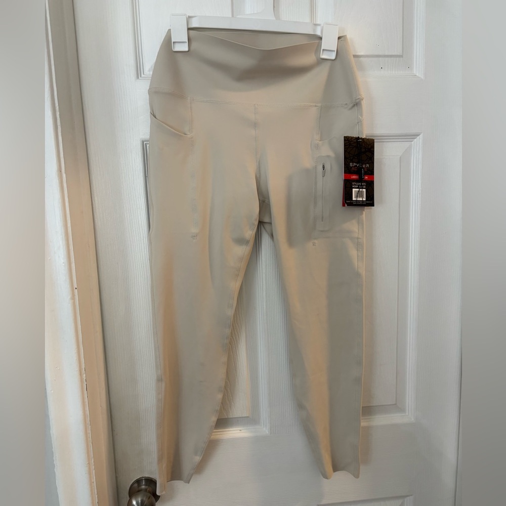 womens spyder activewear beige,‎ high waisted performance leggings NWT M